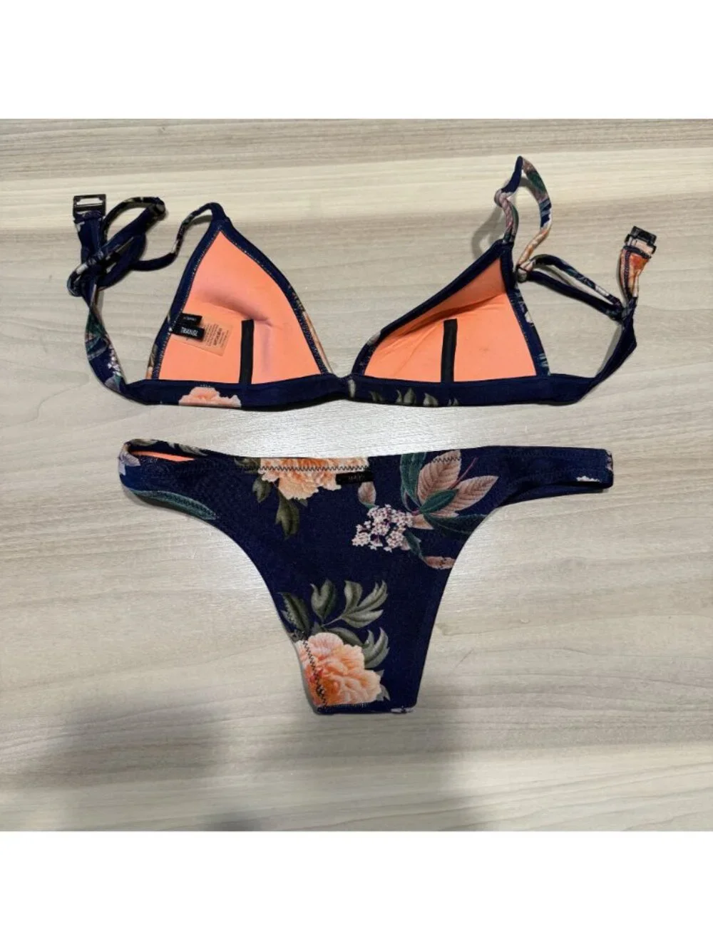 Triangl Swimwear Delilah Blue Floral Print Triangle Bikini Set Women's X-Small